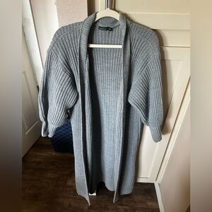 Boohoo Gray Open-Front Cardigan